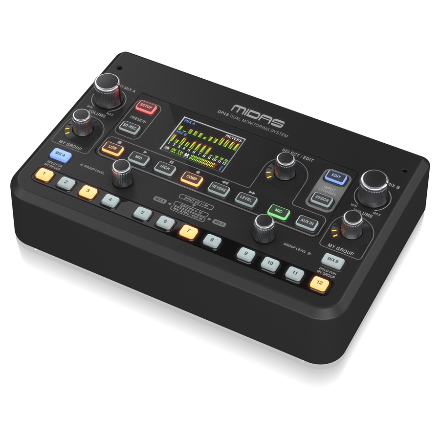 MIDAS - Dual 48 Channel Personal Monitor Mixer with SD Card Recorder, Stereo Ambience Microphone and Remote Powering