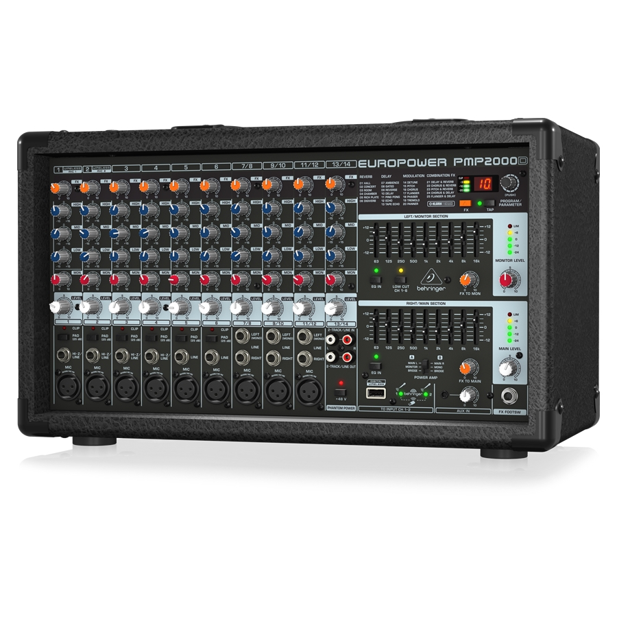 BEHRINGER - 2000-Watt 14-Channel Powered Mixer with Klark Teknik Multi-FX Processor and Wireless Option