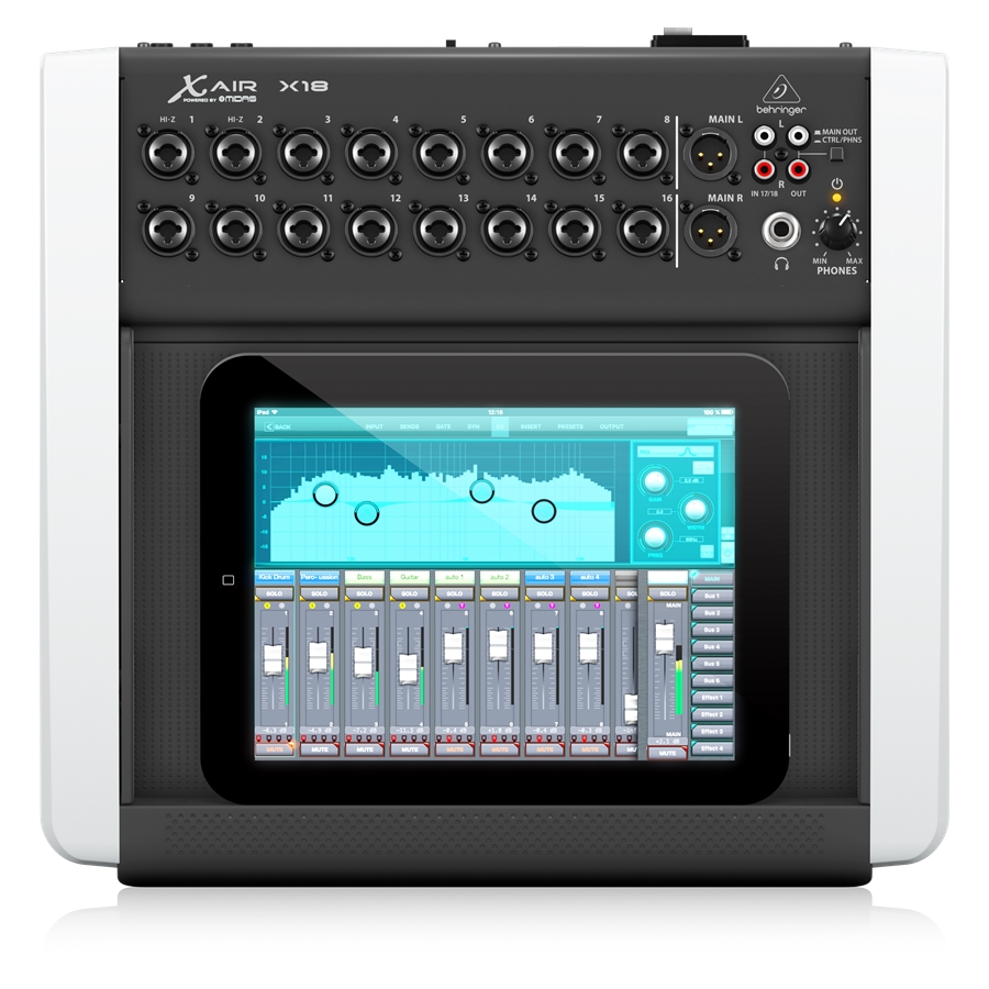 BEHRINGER - 18-Channel, 12-Bus Digital Mixer for iPad/Android Tablets with 16 Programmable Midas Preamps, Integrated Wifi Module and Multi-Channel USB Audio Interface