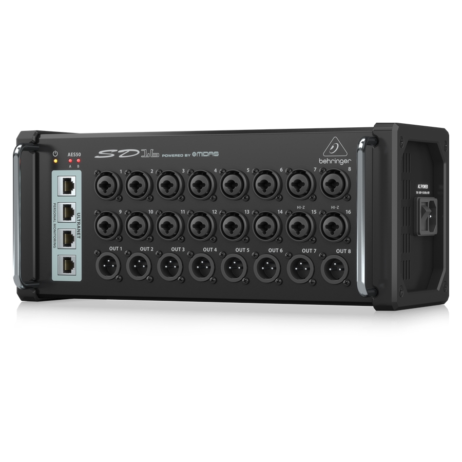 BEHRINGER - I/O Stage Box with 16 Remote-Controllable Midas Preamps, 8 Outputs, AES50 Networking and ULTRANET Personal Monitoring Hub