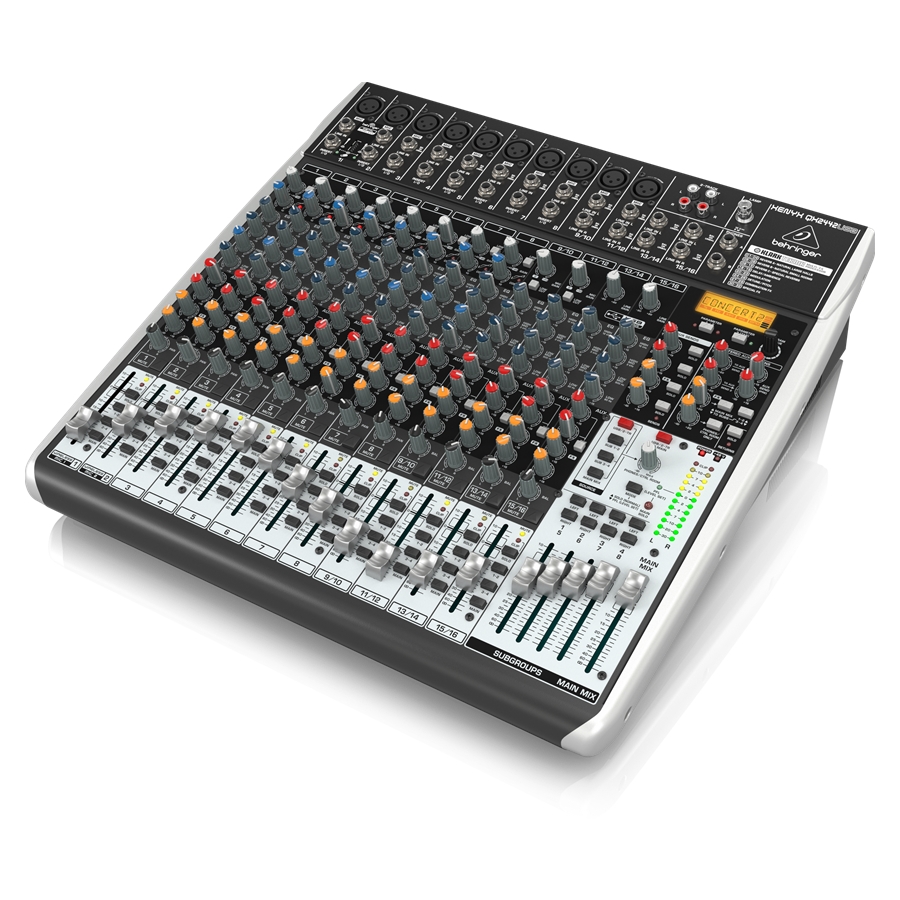 BEHRINGER - Premium 24-Input 4/2-Bus Mixer with XENYX Mic Preamps & Compressors, Klark Teknik Multi-FX Processor, Wireless Option and USB/Audio Interface