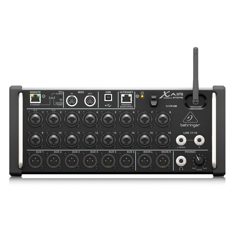 BEHRINGER - 18-Channel, 12-Bus Digital Mixer for iPad/Android Tablets with 16 Programmable Midas Preamps, Integrated Wifi Module and Multi-Channel USB Audio Interface