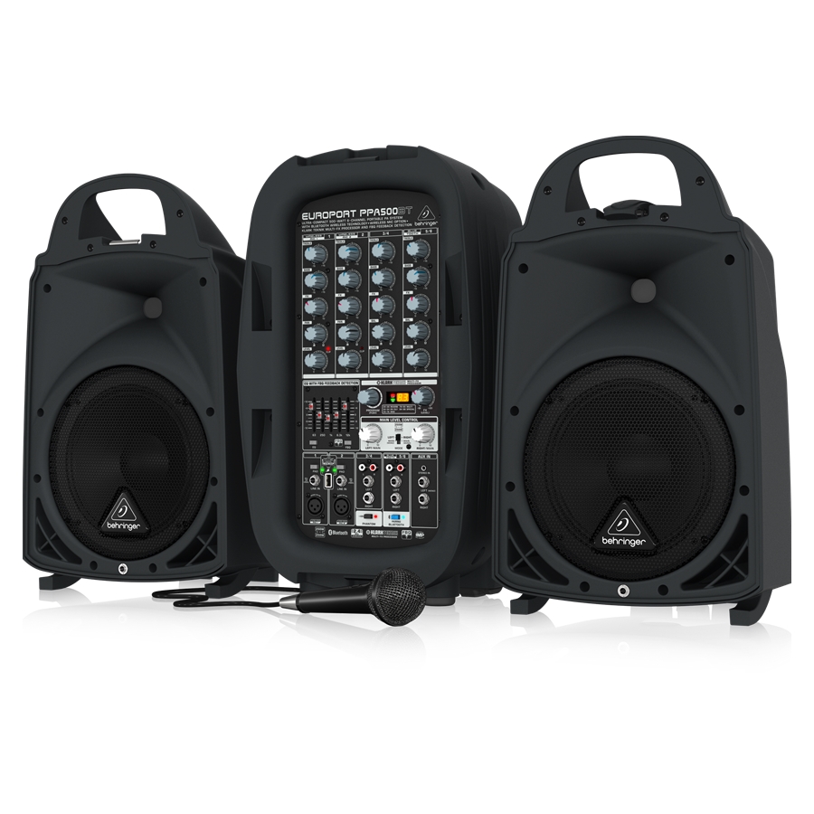 BEHRINGER - Ultra-Compact 500-Watt 6-Channel Portable PA System with Bluetooth Wireless Technology, Wireless Microphone Option, Klark Teknik Multi-FX Processor and FBQ Feedback Detection