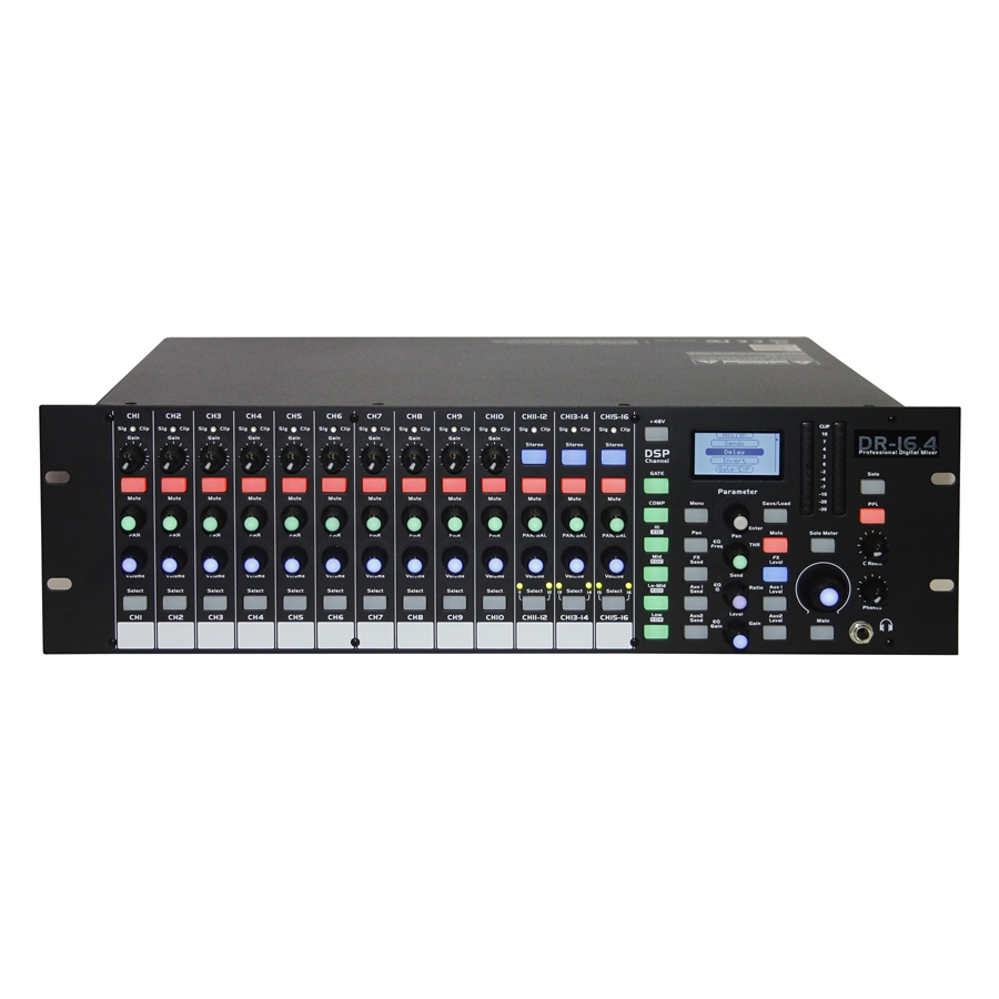 TOPP PRO - Topp Pro DR16.4 16 CH Rack Digital Mixer, 4 Out &1 FX & Feedback Canceller (DR-16.4)