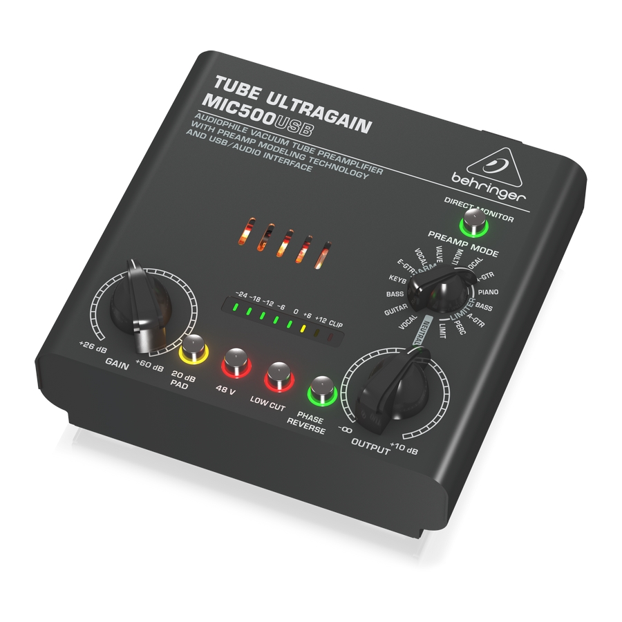 BEHRINGER - Audiophile Vacuum Tube Preamplifier with Preamp Modeling Technology and USB/Audio Interface