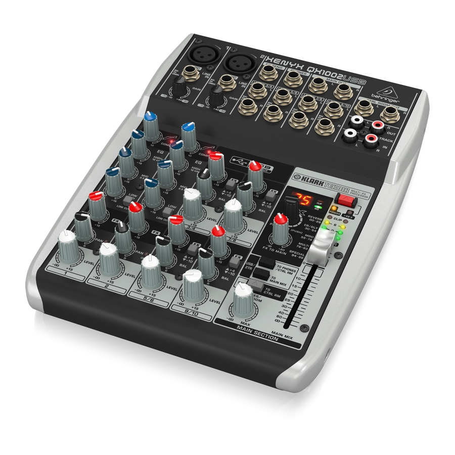 BEHRINGER - Premium 10-Input 2-Bus Mixer with XENYX Mic Preamps & Compressors, British EQs, Klark Teknik Multi-FX Processor and USB/Audio Interface