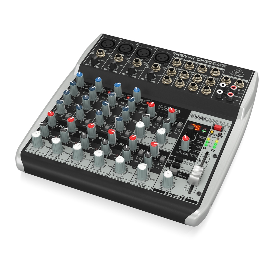 BEHRINGER - Premium 12-Input 2-Bus Mixer with XENYX Mic Preamps & Compressors, British EQs, Klark Teknik Multi-FX Processor and USB/Audio Interface