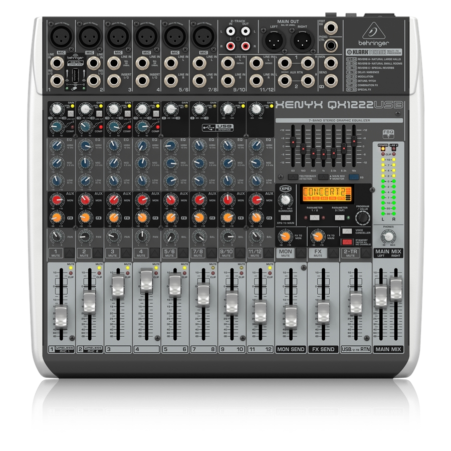 BEHRINGER - Premium 16-Input 2/2-Bus Mixer with XENYX Mic Preamps & Compressors, Klark Teknik Multi-FX Processor, Wireless Option and USB/Au