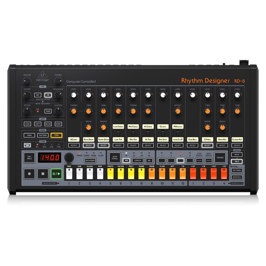 BEHRINGER - Classic Analog Drum Machine with 16 Drum Sounds, 64 Step Sequencer, Wave Designer and Dual-Mode Filter