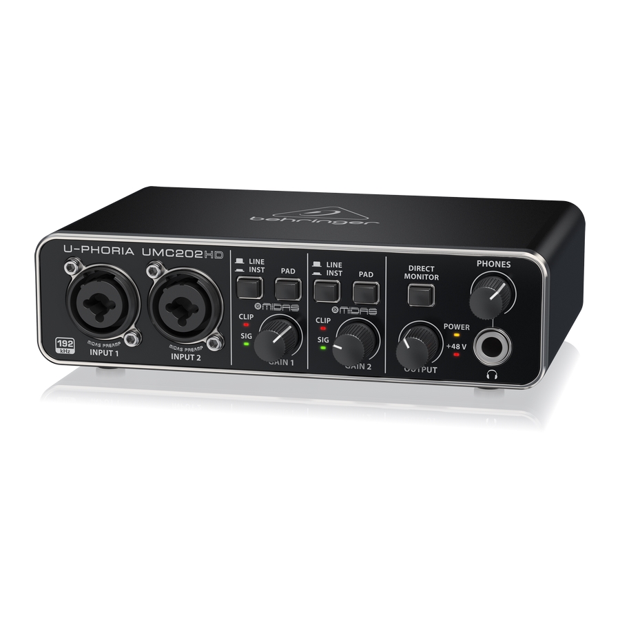 BEHRINGER - Audiophile 2x2, 24-Bit/192 kHz USB Audio Interface with Midas Mic Preamplifiers