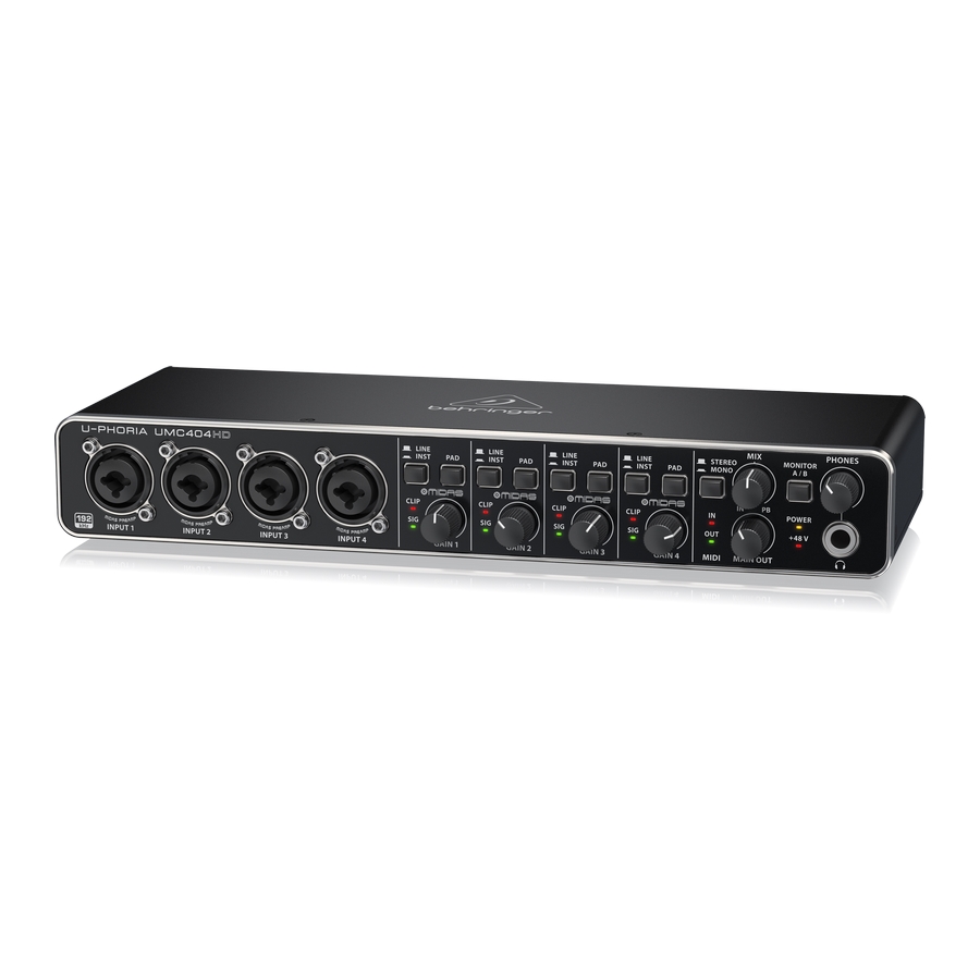 BEHRINGER - Audiophile 4x4, 24-Bit/192 kHz USB Audio/MIDI Interface with Midas Mic Preamplifiers