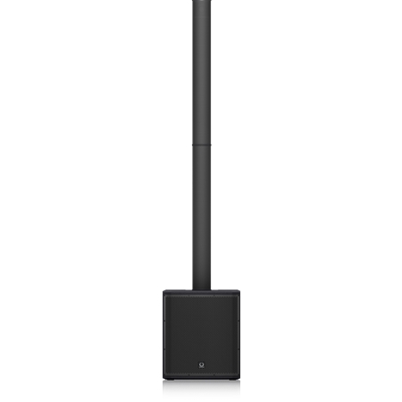 TURBOSOUND - 1,000 Watt Powered Column Loudspeaker with a 12" Subwoofer, 17 Neodymium Drivers, Klark Teknik Spatial Sound Technology, Digital Mixer, Reverb, Remote Control via iPhone/iPad and Bluetooth Audio Streaming