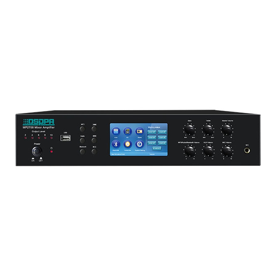 DSPPA - MP2708 6 Zones Mixer Amplifier with SD/USB/Tuner/Bluetooth/Timer