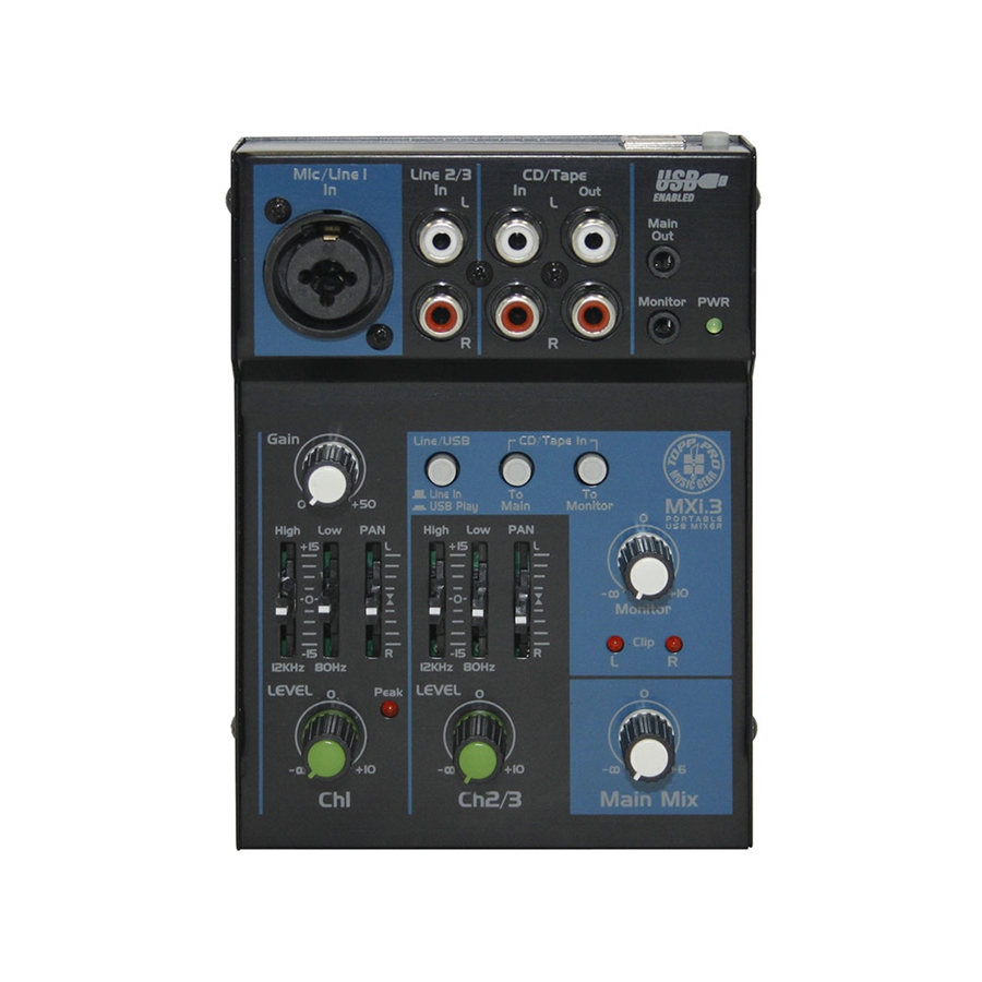 TOPP PRO - Topp Pro MXi.3 1 Mic Input, 1 Stereo Input c/w USB Audio Interface (Mxi3 / Mxi-3)